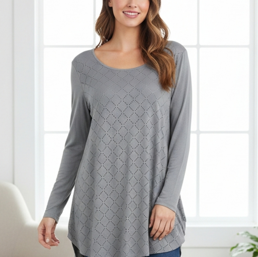 Soft Surroundings Faux Suede Diamond Laser Cut Tunic Top 1X